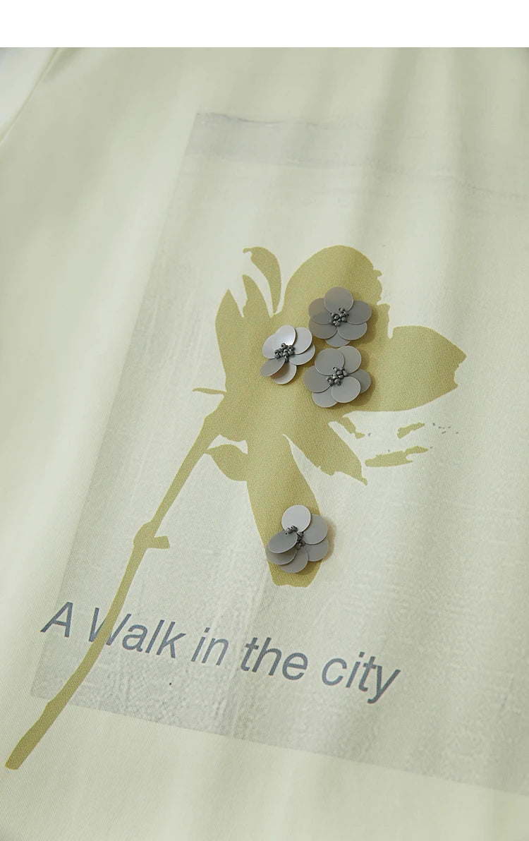 Damen T-Shirt mit minimalistischem O-Ausschnitt und Pailletten-Verzierung