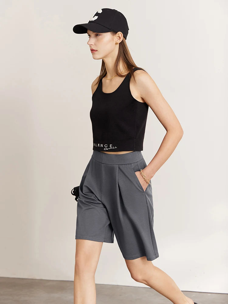 Damen Shorts im Minimalismus-Stil mit elastischer Taille für den Sommer