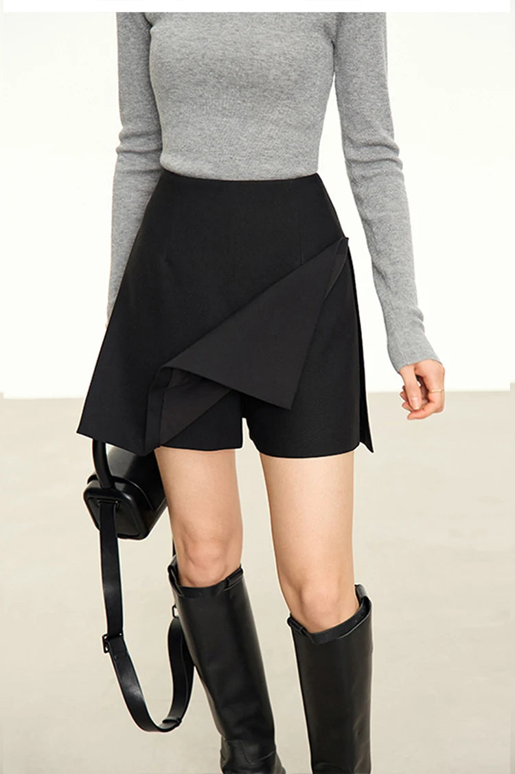 Damen Shorts-Röcke im minimalistischen Stil mit hoher Taille und geradem Schnitt