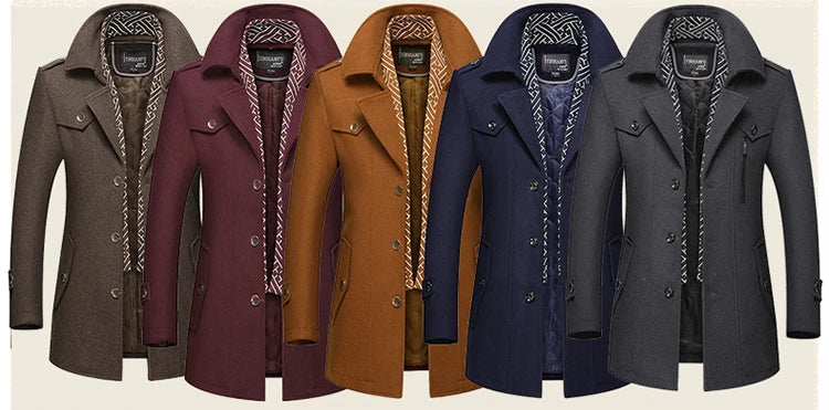 Langer Mantel aus Wollmix für Herren – Unifarben & warm