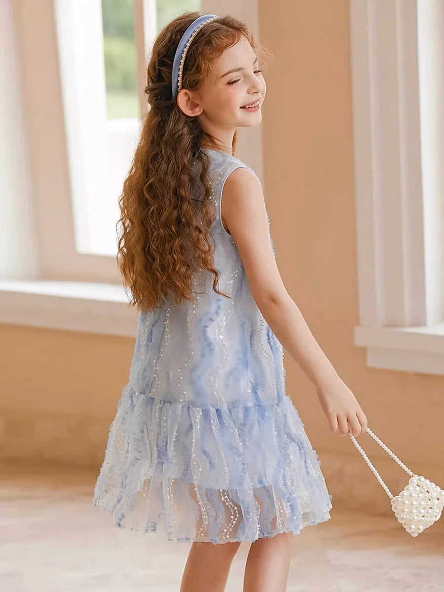 Ärmelloses Prinzessinnen-Kleid für Mädchen im chinesischen Kawaii-Stil – ideal als Blumenmädchenkleid oder für den täglichen Gebrauch