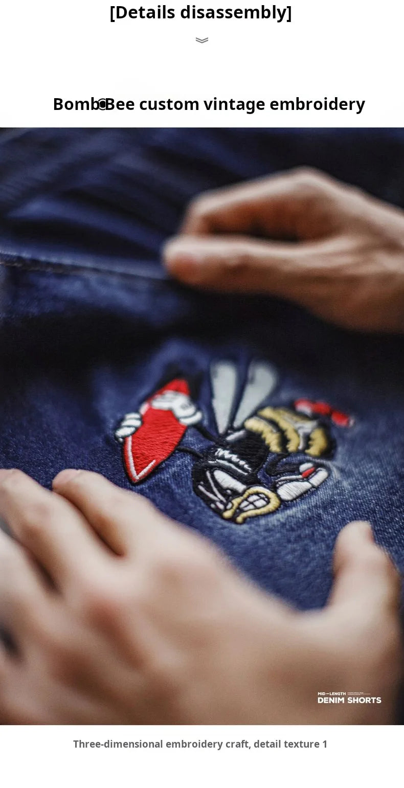 Herren Denim Shorts im Vintage-Stil mit losser Passform und elastischer Taille