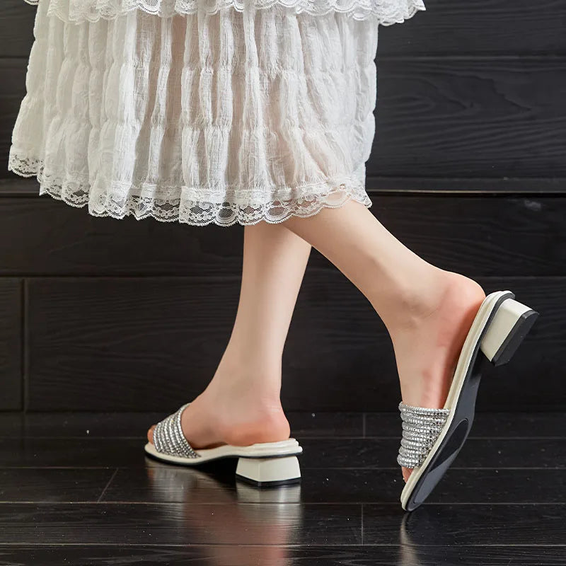 AIYUQI Damen-Hausschuhe, 2025, neue rutschfeste Flip-Flops für Damen, Sommer, große Größe, Strass, Damenschuhe