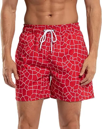 Herren-Badeshorts mit Farbverlauf, schnelltrocknend, mit Reißverschlusstaschen und Mesh-Futter – modische Schwimmshorts für den Strand