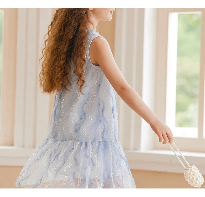 Ärmelloses Prinzessinnen-Kleid für Mädchen im chinesischen Kawaii-Stil – ideal als Blumenmädchenkleid oder für den täglichen Gebrauch