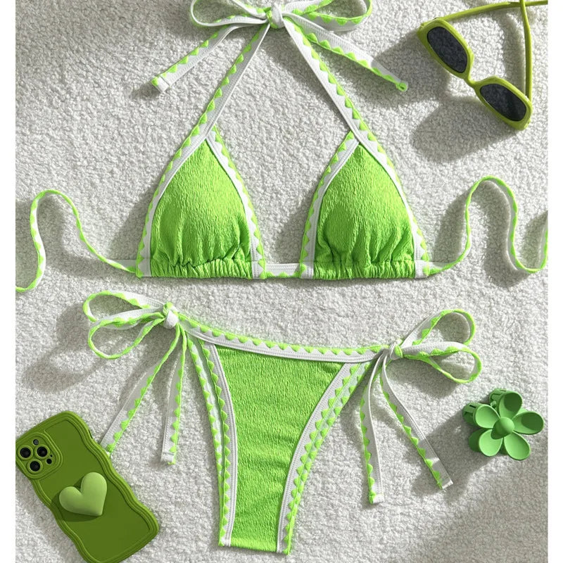 Verführerisches Damen-Bikini-Set in Unifarben – ideal für Strand und Pool