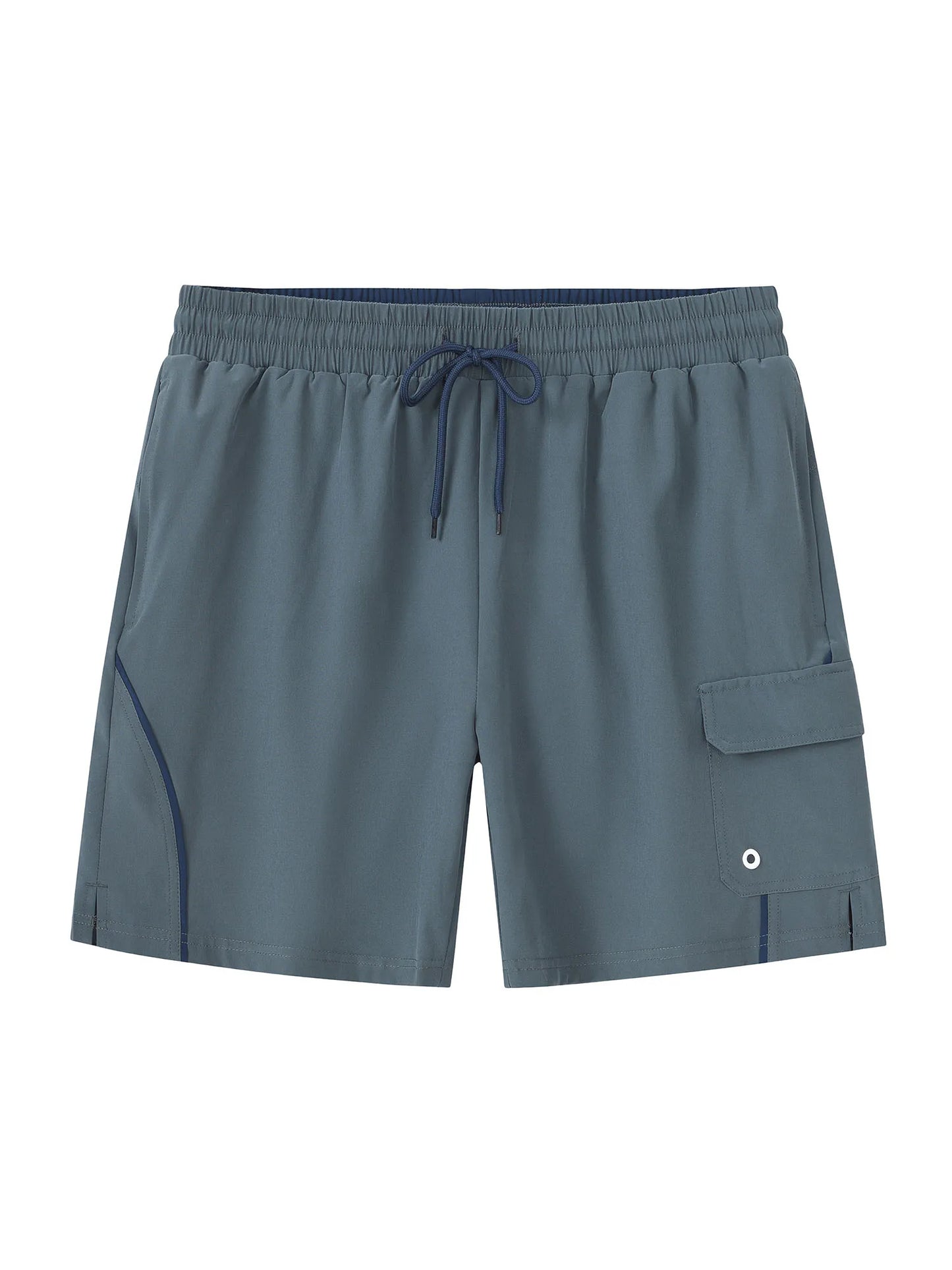 Sommerliche Herren-Badeshorts mit Camouflage-Streifen, schnelltrocknend, mit Reißverschlusstaschen und Mesh-Futter – ideal für Strand und Surfen.