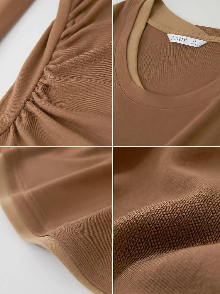 Damen T-Shirts im Minimalismus-Stil mit Patchwork für den Herbst 2024