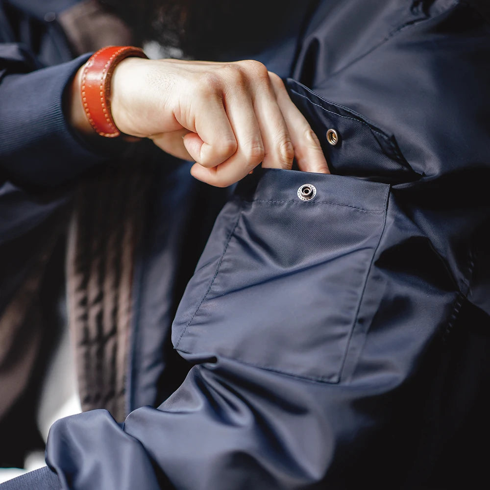 Herren Fliegerjacke Vintage Marineblau Bomberjacke Turn-Down Kragen Mäntel