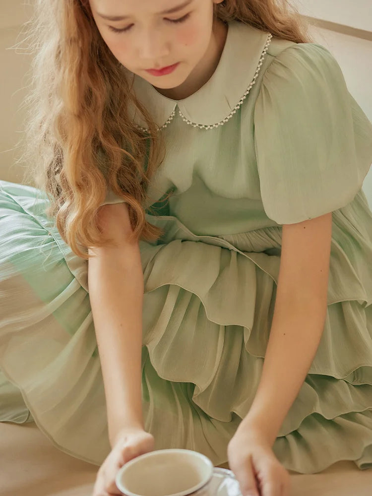 Ärmelloses weißes Sommerkleid für Mädchen mit Blumenmuster – festliches Ballkleid aus Tüll für Hochzeiten und Geburtstagsfeiern