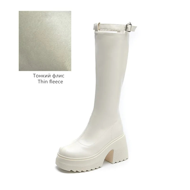 Damen Reiterstiefel im Römischen Stil mit 10 cm hoher Ferse
