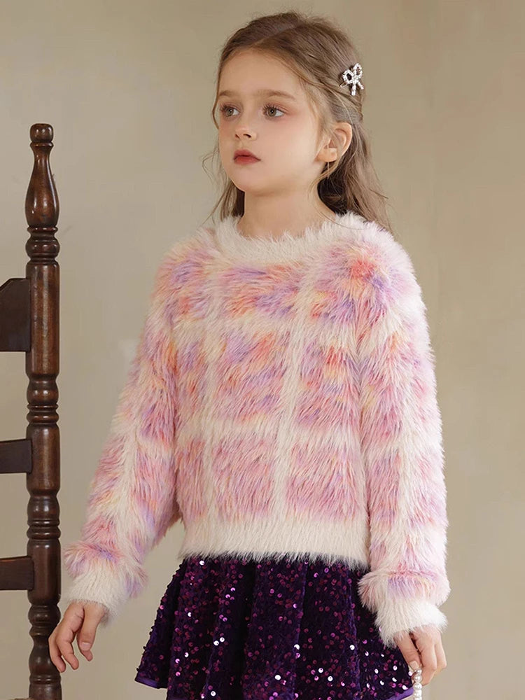 Winterpullover für Mädchen mit langen Ärmeln – ideal für Weihnachtsfeiern, in Weiß und Grün, für Kinder von 110 cm bis 170 cm.