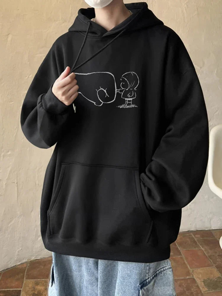 Herbst Cartoon Kawaii bedruckte Hoodies für Männer neue y2k Streetwear übergroße Pullover Sweatshirts Hombre Fleece Hoody Kleidung