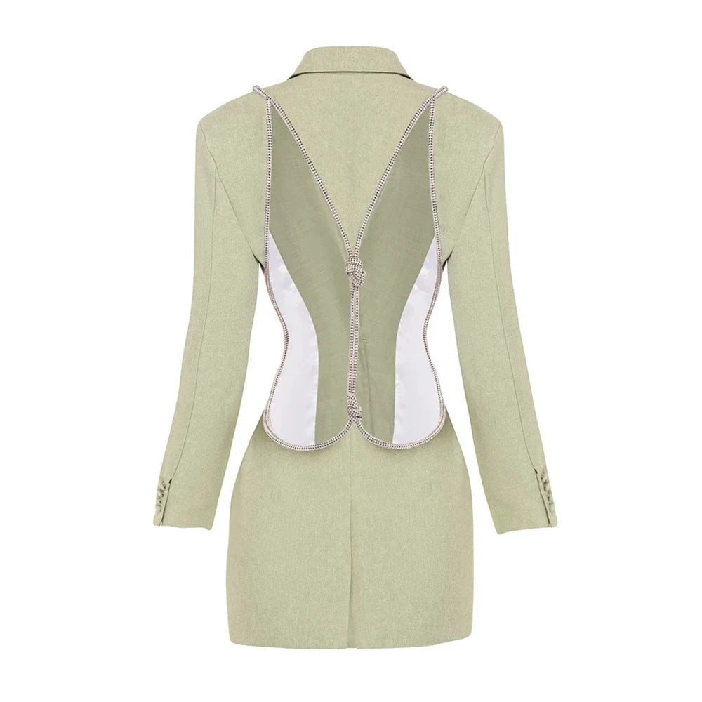 Elegantes Midi-Kleid mit Pailletten und Patchwork, schulterfrei und langärmelig – figurbetontes Design für Damen.
