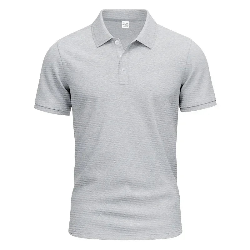 Langärmeliges Herren-Poloshirt mit Waffelstruktur und Knopfleiste – ideal für Freizeit und Urlaub