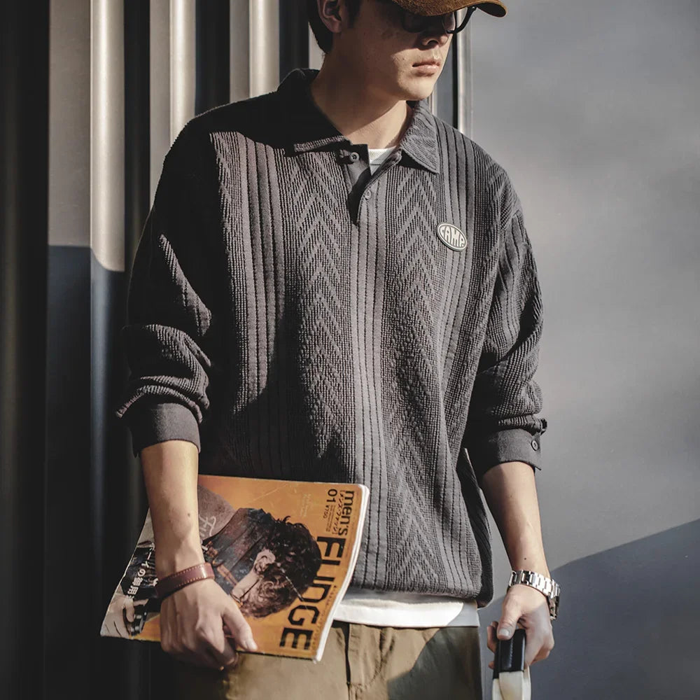 Herren Pullover aus Jacquard mit strukturierter Strickart im Vintage-Stil