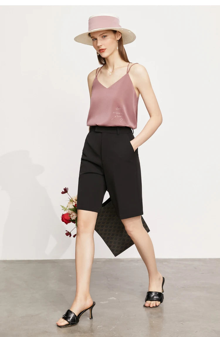Damen Shorts im minimalistischen Stil mit hoher Taille für das Büro