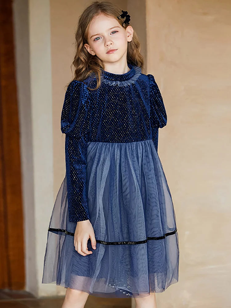 Ärmelloses Kinder-Prinzessinnenkleid aus beigefarbener Gaze mit niedlichem Design – ideal für den Sommer
