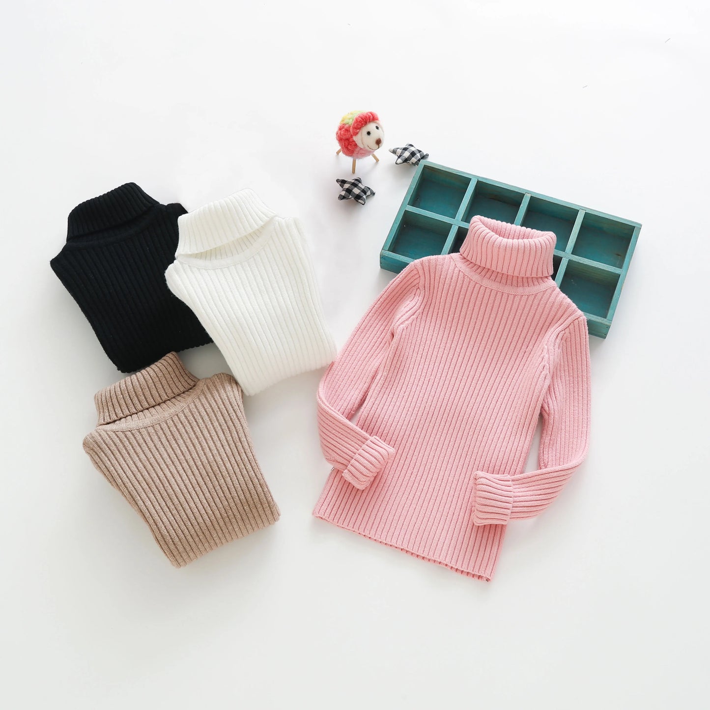 Kinder Pullover Kinder Solide Pullover 2024 Neue Winter Jungen Mädchen Rollkragen Gestrickte Pullover Warme Tops Kleidung für 4-12 jahre