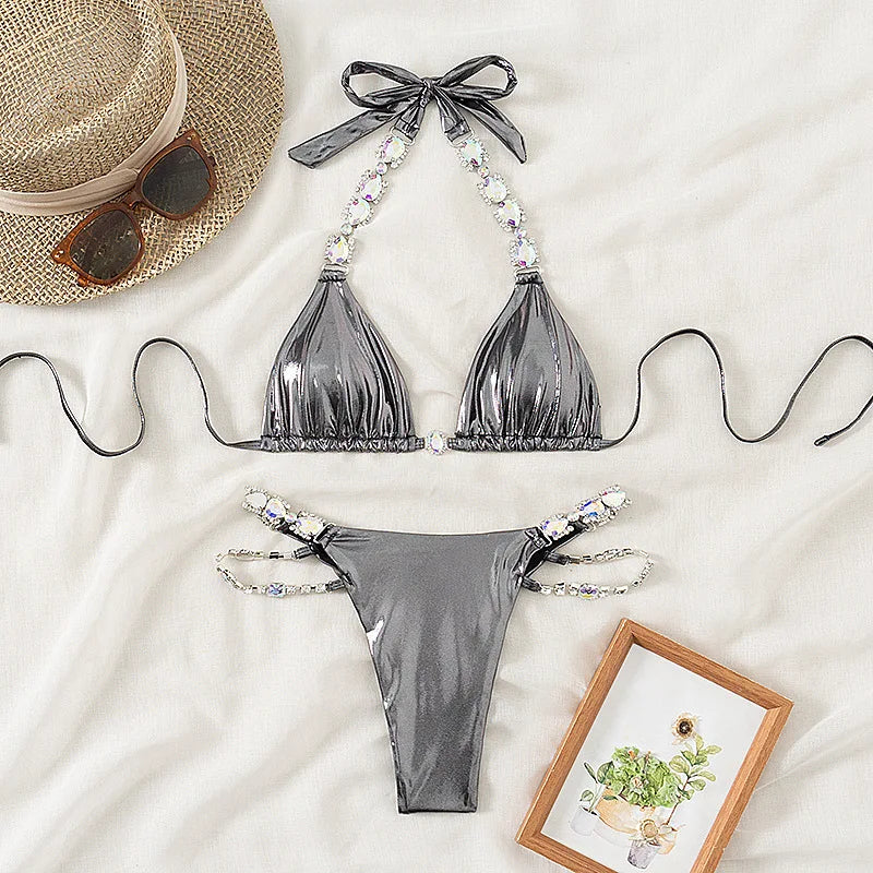 Sexy Bikini-Set in Pink mit Push-up für Damen – ideal für Strand und Pool