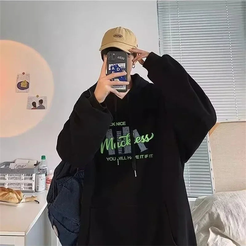 Herbst Brief Gedruckt Pullover Hoodies Männer der 2025, Neue Langarm Mit Kapuze Sweatshirt Casual Baumwolle Fleece Y2K Streetwear Hoody