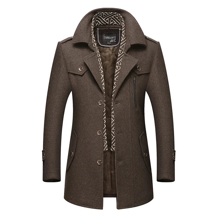 Langer Mantel aus Wollmix für Herren – Unifarben & warm