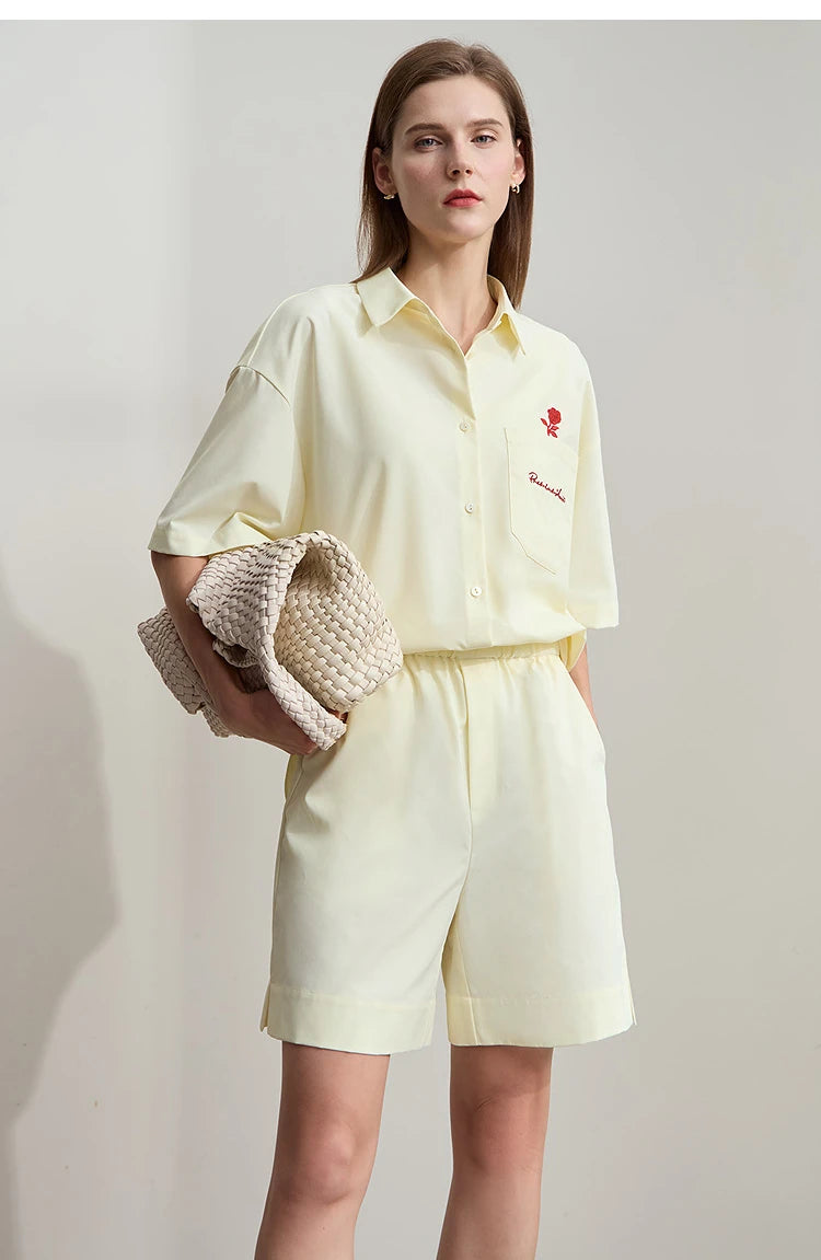 Damen Shorts im minimalistischen Stil mit elastischem Bund und weitem Bein