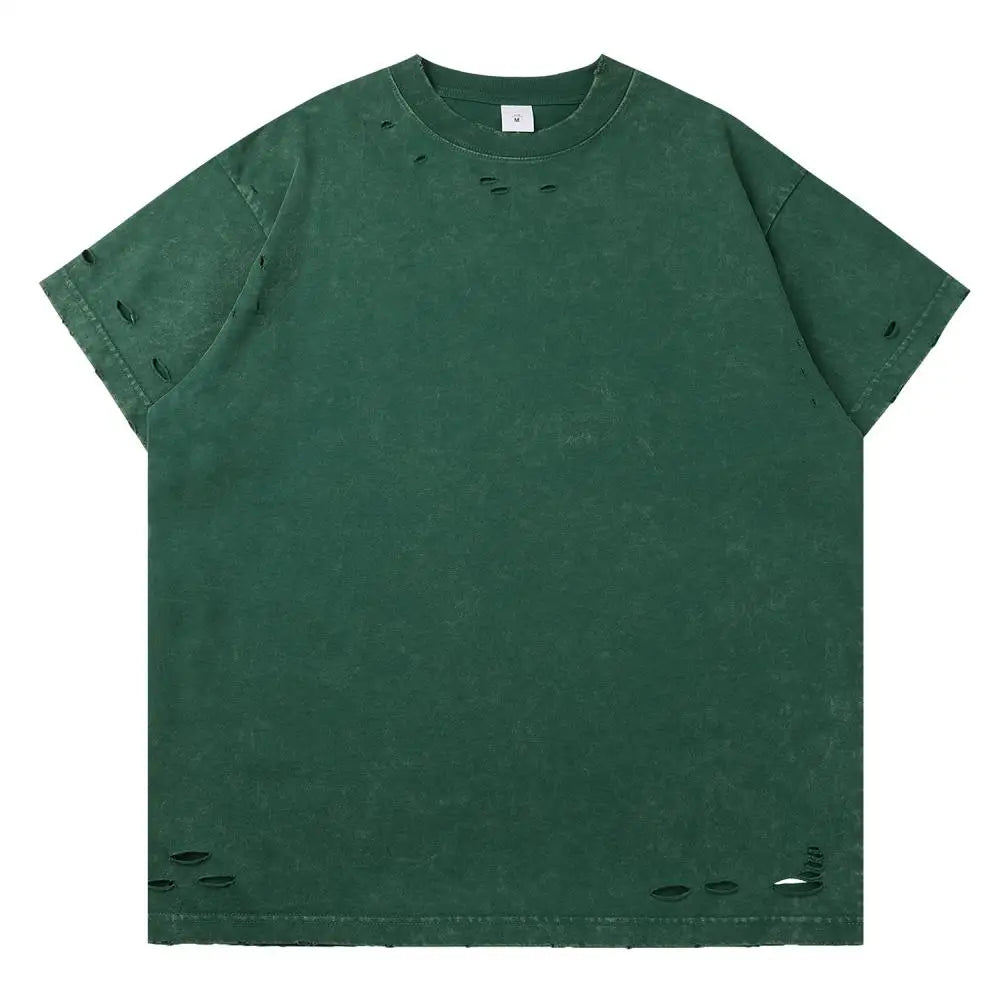 Herren T-Shirt mit kurzen Ärmeln und lässigen zerrissenen Löchern