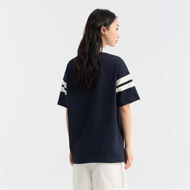 Semir Polo Shirt Frauen mittellange Baumwolle Buchstaben gedruckt Mode Sommer neue lose Kleidung College-Stil
