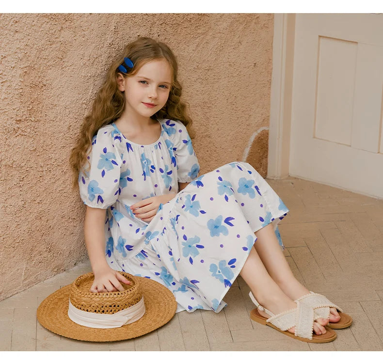Prinzessinnen-Kleid für Mädchen in Lila mit Patchwork-Design – Sommermode für Kinder von 3 bis 14 Jahren