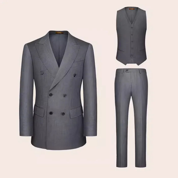 Schmal geschnittener Herrenanzug-Blazer mit grauen Streifen und 2-Knopf-Einreiher – ideal für Partys und Hochzeiten, Größe 48