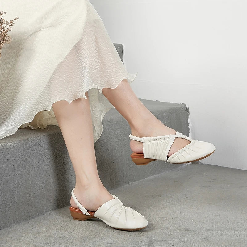 AIYUQI 2025, neue stil geschlossene zehen frauen sandalen Plissee nicht-slip Römischen sandalen für frauen Große größe sommer strand weibliche schuhe