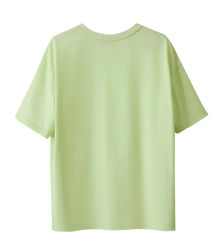 Damen T-Shirt im minimalistischen Design mit Rundhalsausschnitt und kurzen Ärmeln