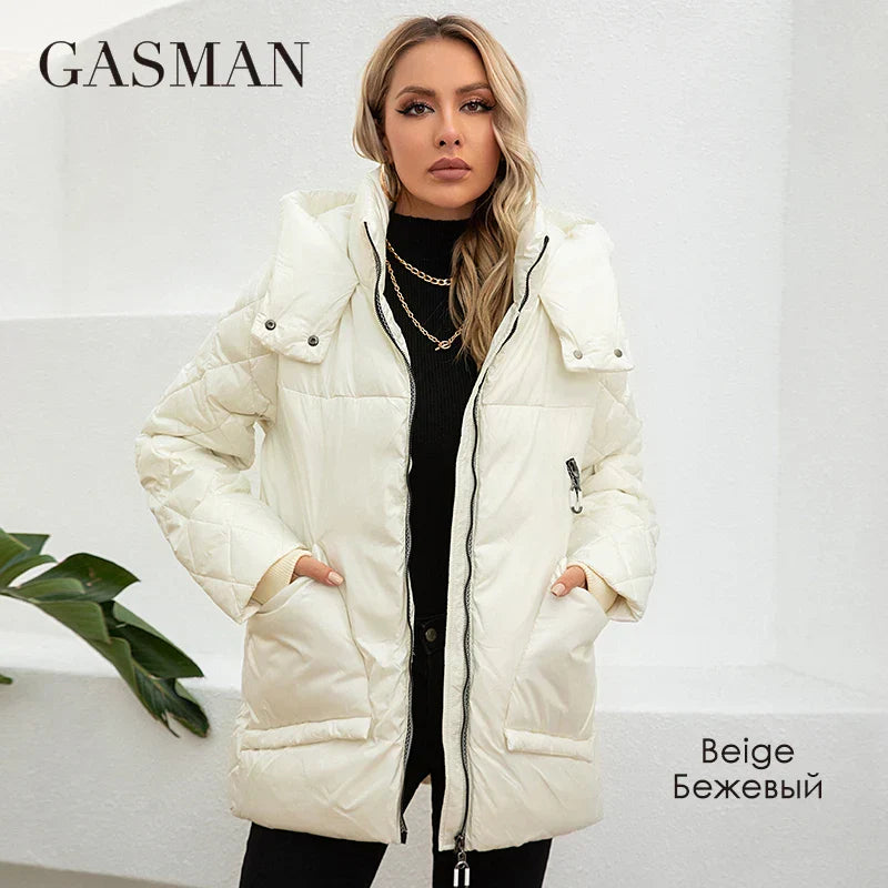 Kurze Damen-Frühlingsjacke mit Kapuze und Print – winddicht und warm im modischen Splicing-Design