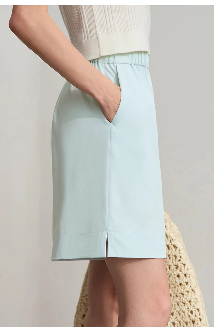 Damen Shorts im minimalistischen Stil mit elastischem Bund und weitem Bein