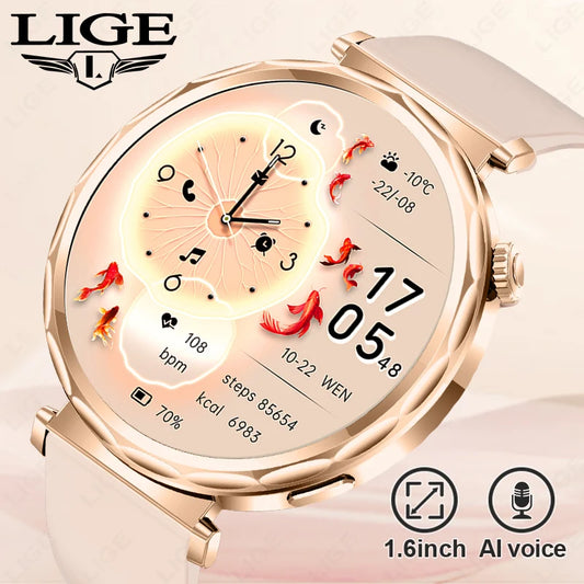 LIGE 2025, Smartwatch für Damen, voller Touchscreen, Sport-Fitness-Uhr, IP68, wasserdicht, Bluetooth, für Android iOS, Smartwatch für Damen