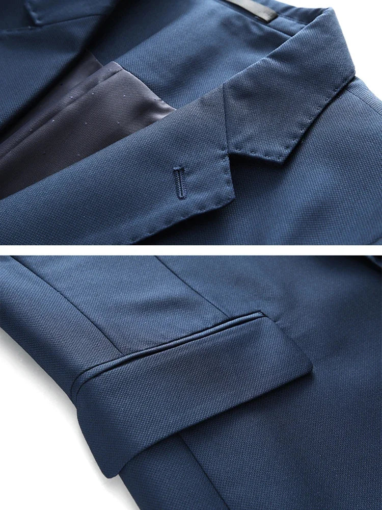Hochwertiger Herrenanzug 3-teilig: Sakko, Weste, Hose – Eleganter Business- und Hochzeitslook in Uni-Farben