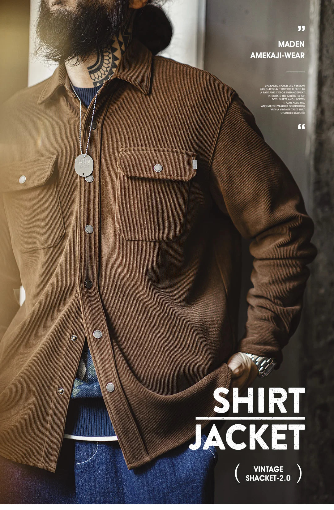 Herren Jacke im Vintage-Stil aus schwerem Strick mit Taschen