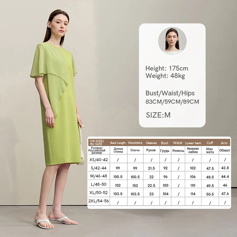 Elegantes Damenkleid Aus Baumwolle Chiffon Lockere Passform