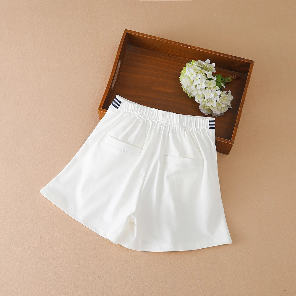 Kinder Mädchen Sommer Shorts Schule Kinder Adrette Elastische Taille Baumwolle Hosen Nette Baby Kleidung