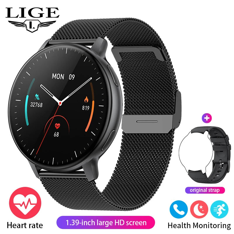 LIGE Neue Smartwatch mit Sprachanruf, 1,39 Zoll HD-Display, Smartwatch, Herzfrequenz-Gesundheitsüberwachung, Sport-Smartwatch für Männer und Frauen 2024