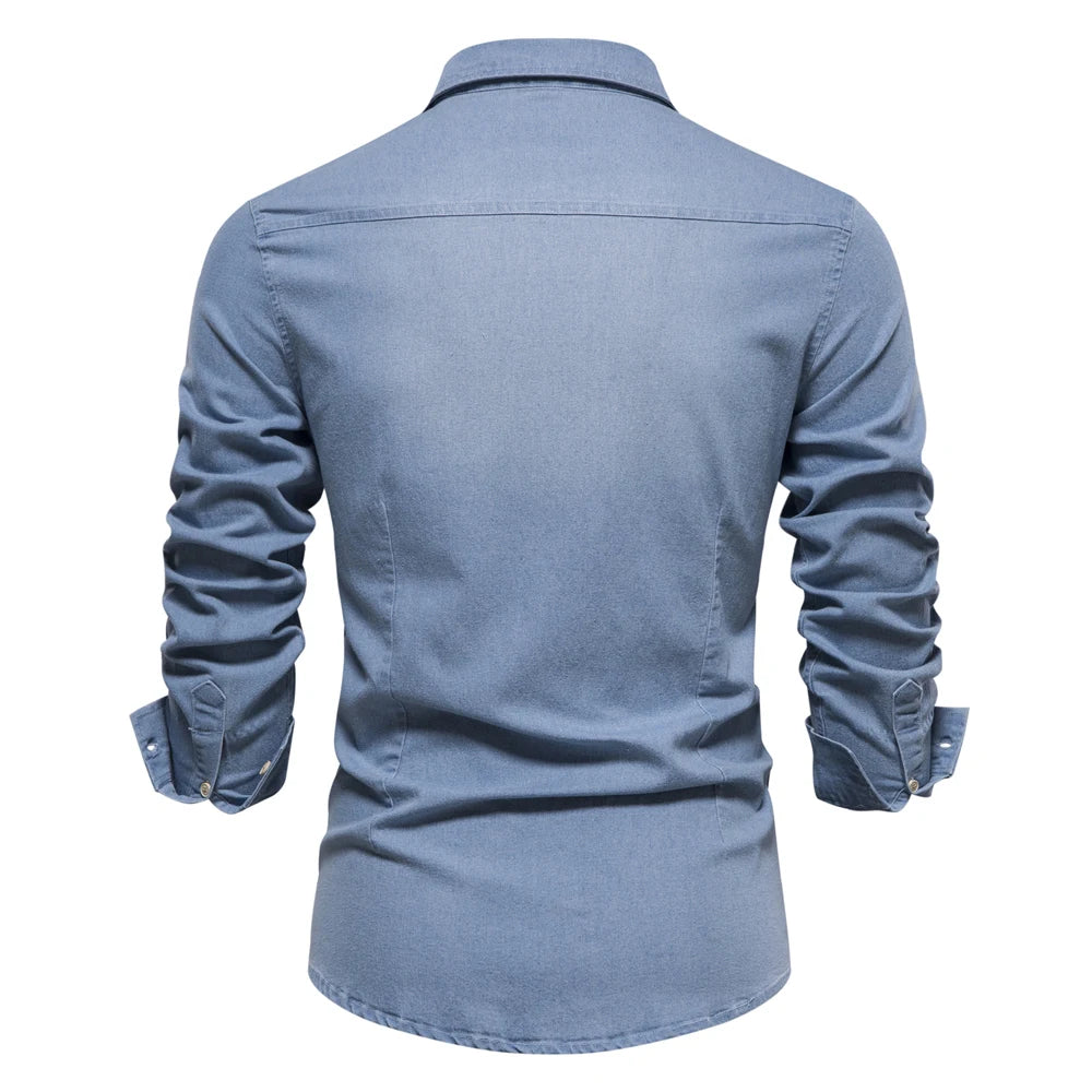 Herren Langarm Hemd aus elastischer Baumwolle im Casual Stil für Designer Kleidung