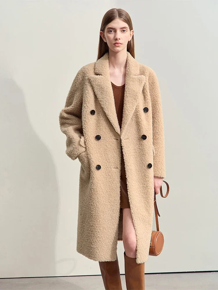 Damen Anzug im minimalistischen Stil mit zweireihigem Kragen und Taschen