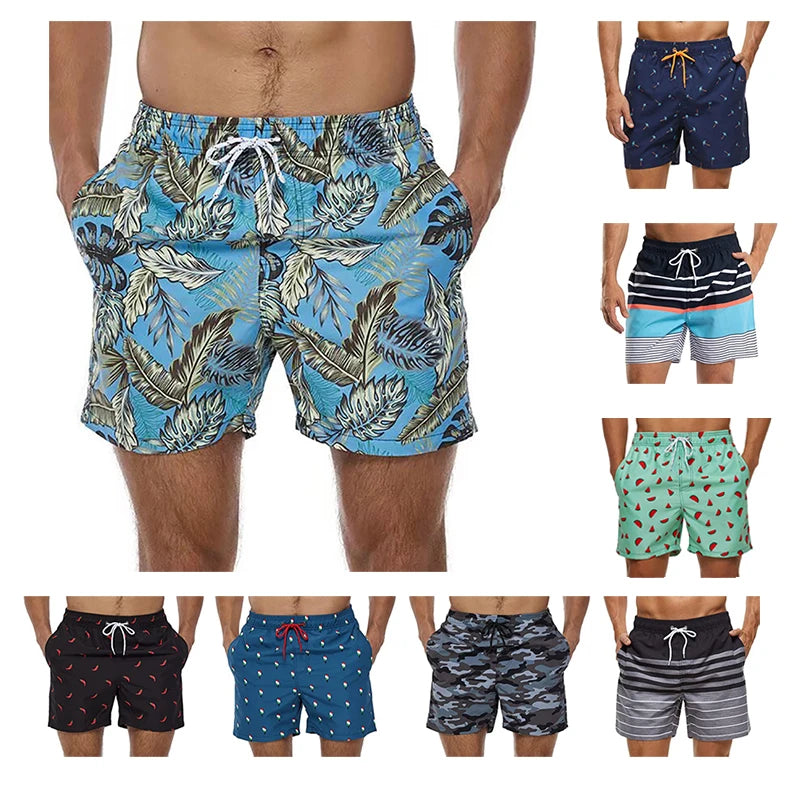 Herren-Badeshorts mit Farbverlauf, schnelltrocknend, mit Reißverschlusstaschen und Mesh-Futter – modische Schwimmshorts für den Strand