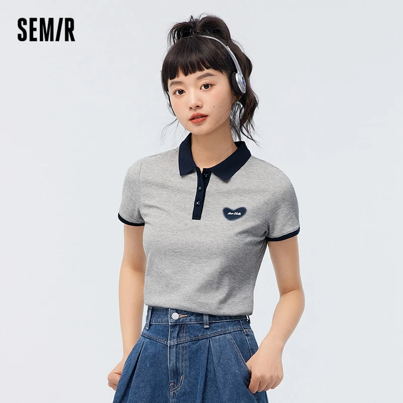 Semir Polo Shirt Frauen cool anti bakteriell schlank süß Stil Sommer neue Farbkontrast Druck Pulloverf Polo