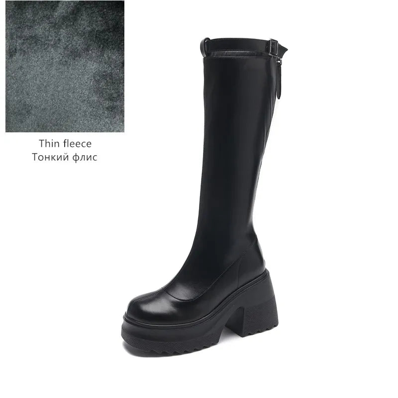 Damen Reiterstiefel im Römischen Stil mit 10 cm hoher Ferse