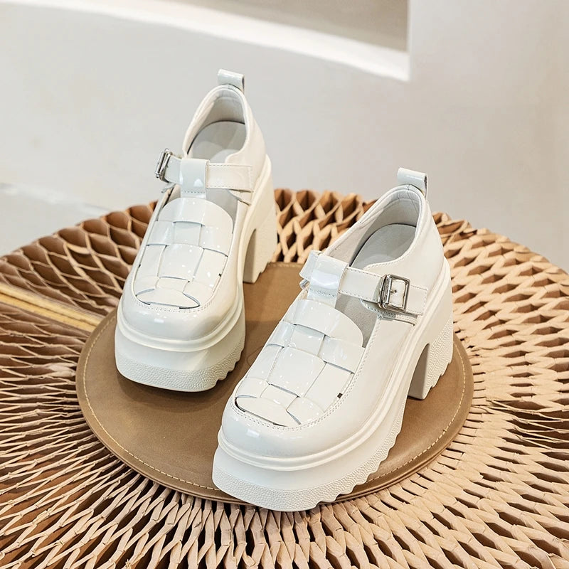 AIYUQI Echtes Leder Frauen Sandalen 2025, Neue Mode High-heel Sandalen Frauen Geschlossene Zehen Plattform Römischen Sandalen Frauen