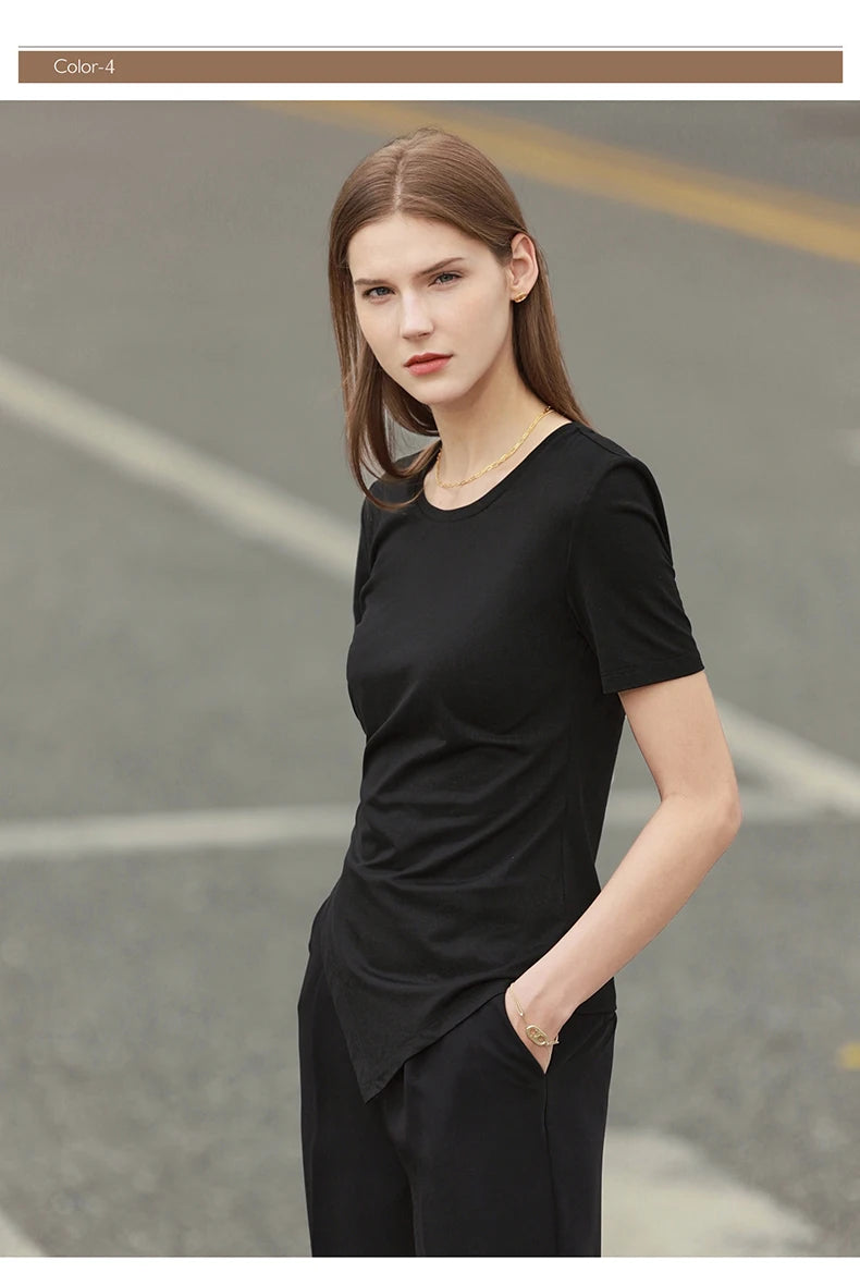 Damen T-Shirt mit asymmetrischem Design und kurzen Ärmeln für den Sommer