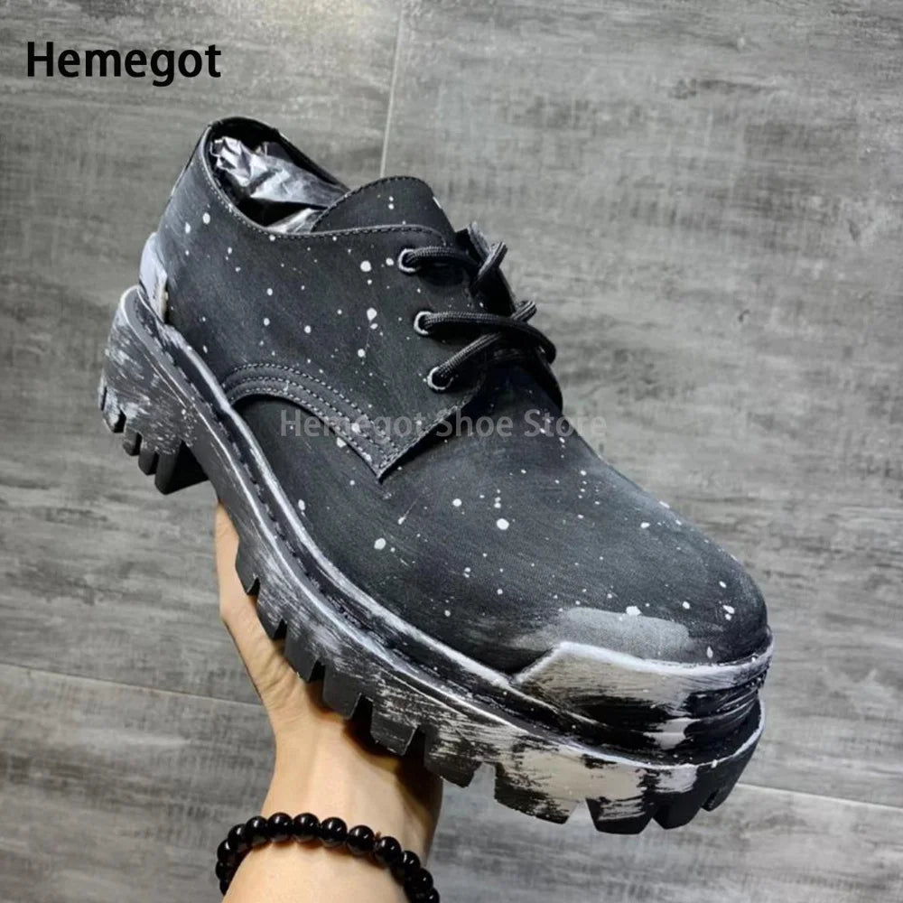 Herren-Schnürschuhe aus Leder in Schwarz/Kaffee – elegant & strapazierfähig