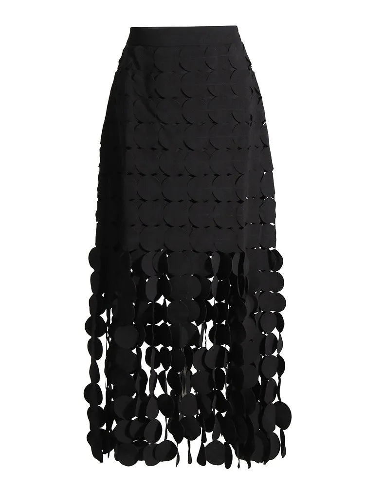 Elegantes Damen-Kleid mit Diamantmuster, Reverskragen und langen Ärmeln – figurbetontes Patchwork-Design mit doppelreihiger Knopfleiste.